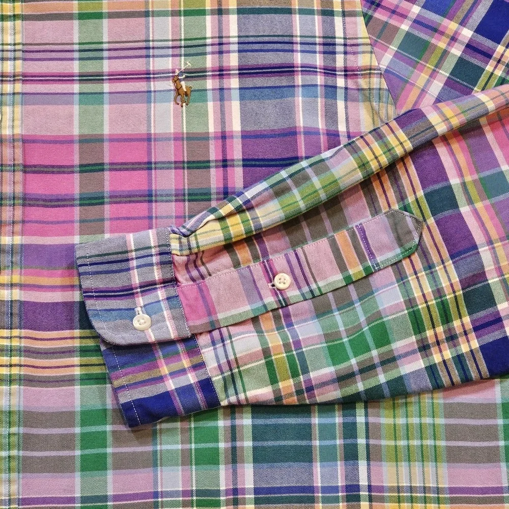 Polo Ralph Lauren Men's XL‎ Plaid Colorful Classic-Fit Oxford Long Sleeve Shirt
